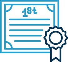 Certificate Line Blue Two Color Icon vector