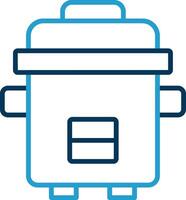 Pressure Cooker Line Blue Two Color Icon vector