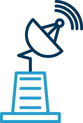 Satellite Dish Line Blue Two Color Icon