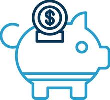 Piggy Bank Line Blue Two Color Icon vector