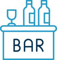 bar línea azul dos color icono vector