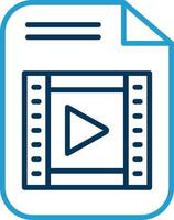 vídeo archivo línea azul dos color icono vector