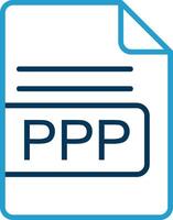 ppp archivo formato línea azul dos color icono vector