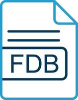 fdb archivo formato línea azul dos color icono vector