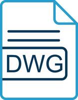 dwg archivo formato línea azul dos color icono vector