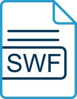 swf archivo formato línea azul dos color icono vector