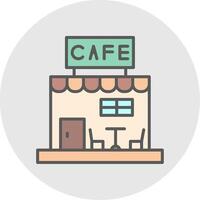 café línea lleno ligero icono vector