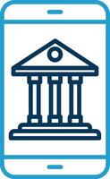 Mobile Banking Line Blue Two Color Icon vector