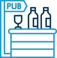 pub línea azul dos color icono vector