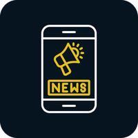 News Feed Line Yellow White Icon vector