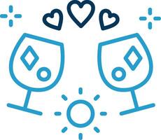 brindis línea azul dos color icono vector