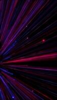 Vertical - a high speed stream of neon red and blue digital fiber optic light beam data nodes. Communications and connections concept. Full HD and looping technology motion background animation. video