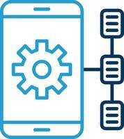 tarea línea azul dos color icono vector