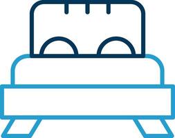 cama línea azul dos color icono vector