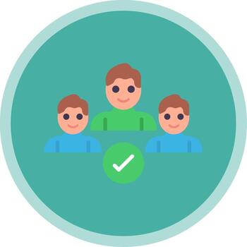 Secure Team Check Flat Multi Circle Icon vector