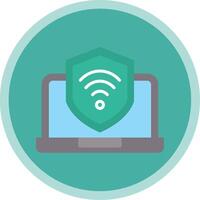 Security Laptop Connect Flat Multi Circle Icon vector