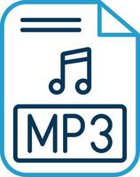 mp3 línea azul dos color icono vector