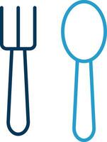 Spoon And Fork Line Blue Two Color Icon vector