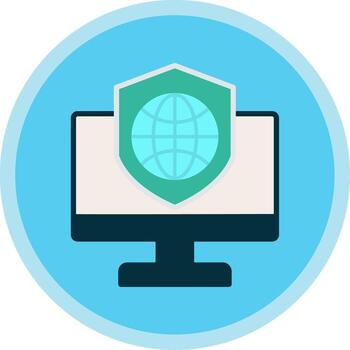 Security Computer Connect Flat Multi Circle Icon vector