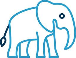 elefante línea azul dos color icono vector