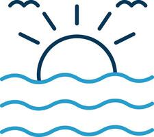 Sunrise Line Blue Two Color Icon vector