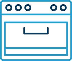 Cooking Stove Line Blue Two Color Icon vector