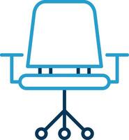 silla línea azul dos color icono vector
