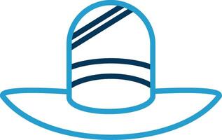 sombrero línea azul dos color icono vector