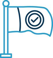 bandera línea azul dos color icono vector