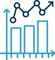 bar gráfico línea azul dos color icono vector