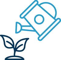 Watering Plants Line Blue Two Color Icon vector