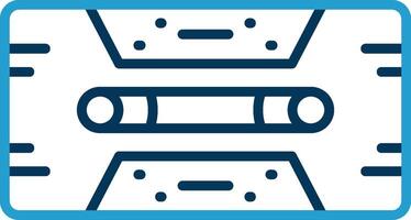 Cassette Tape Line Blue Two Color Icon vector