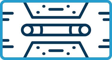 Cassette Tape Line Blue Two Color Icon vector