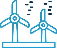 Wind Turbine Line Blue Two Color Icon vector