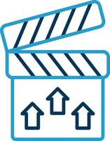 Clapperboard Line Blue Two Color Icon vector