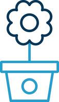 Flower Pot Line Blue Two Color Icon vector