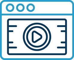 vídeo línea azul dos color icono vector