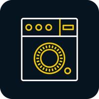 Washing Machine Line Yellow White Icon vector