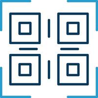 qr código línea azul dos color icono vector