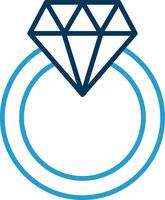 Diamond Ring Line Blue Two Color Icon vector