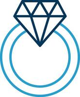 Diamond Ring Line Blue Two Color Icon vector