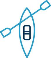 canoa línea azul dos color icono vector