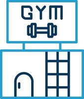 gimnasio línea azul dos color icono vector