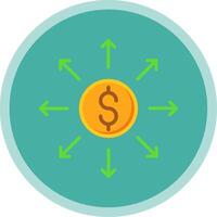 Dollar Network Flat Multi Circle Icon vector