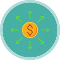 Dollar Network Flat Multi Circle Icon vector