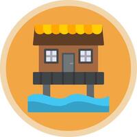 Beach Hut Flat Multi Circle Icon vector