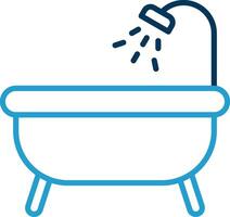 Bathtub Line Blue Two Color Icon vector