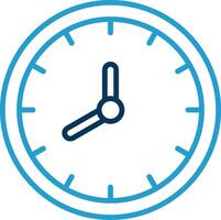 reloj línea azul dos color icono vector