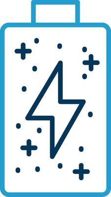 Battery Line Blue Two Color Icon