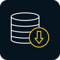 Database Download Line Yellow White Icon vector